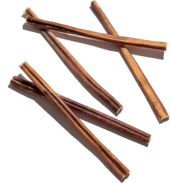 Jack&Pup 12 Inch Bully Sticks for Large Dogs (5 Pack) Thick Odor Free Bully Sticks, Long Lasting Pizzle Sticks for Dogs