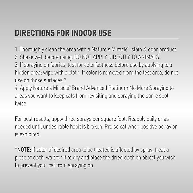 Nature's Miracle Advanced Platinum No More Spraying, 24 Ounces, Helps Discourage Repetitive Cat Spraying