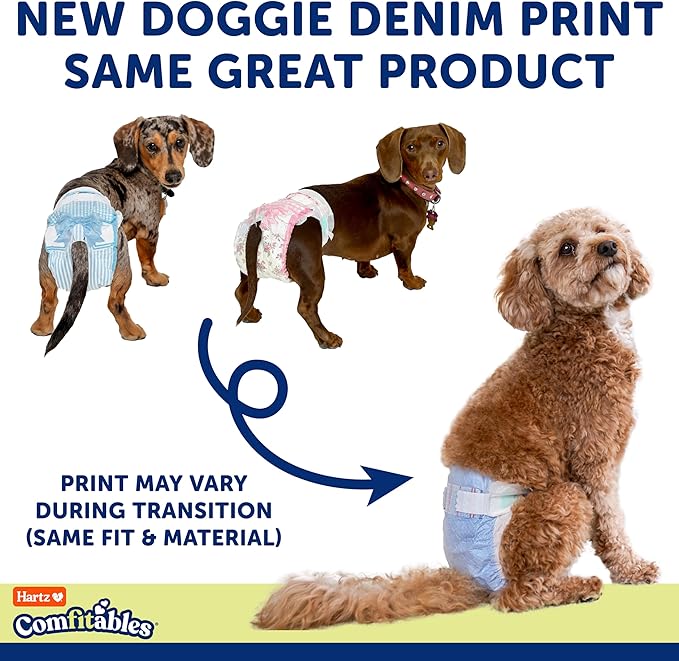 New! Hartz® Comfitables® Disposable Dog Diapers, Size Large 26 Count, Comfortable & Secure Fit, Easy to Put On, Super Absorbent Male and Female Diaper