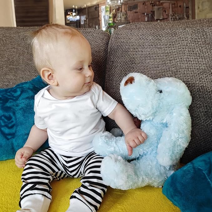 Blue Goldendoodle Furry Poodle Puppy Dog Blue Stuffed Animal Plush Toys for Kids Boys Girls Birthday Bedtime Xmas Gift, 11.8 inches