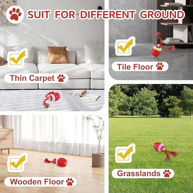 Interactive Dog Toys, [2025 Newly Upgraded] Interactive Dog Ball for Medium/Large Dogs, Automatic Moving Dogs Toy Wicked Ball for Boredom & Training, Play Music, USB Rechargeable(Red)