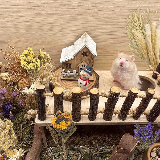 Natural Ear of Grain Flower&Herb Bedding Mate Habitat Decor, Adding Fun Hamster Accessories for Hamsters Gerbils Lemming