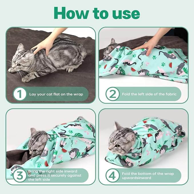 Paw Legend 21.7" Cat Wrap for Grooming Cat Wrap for Cutting Nails Cat Restraint for Nail Clipping Self Adhesive Blanket Restraint Cloth for Cats Within 6lbs