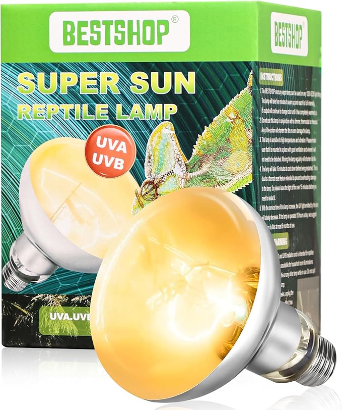 Heat Lamp Bulbs, 100 Watt Reptile Heat Bulb, Full Spectrum UVA UVB Light Bulb, Natural Daylight, Basking Spot, Sun Light for Reptile and Amphibian 1 Pack