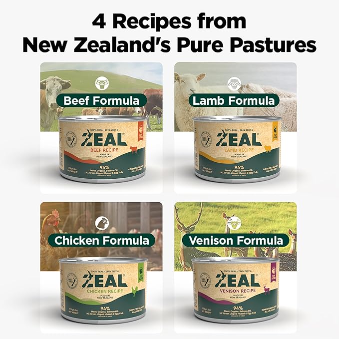 ZEAL New Zealand Wet Dog Food – High Protein, Pure Nutrition, Natural Superfoods, Grain-Free with Superfoods (Beef, 13.76oz Can 12-Pack)