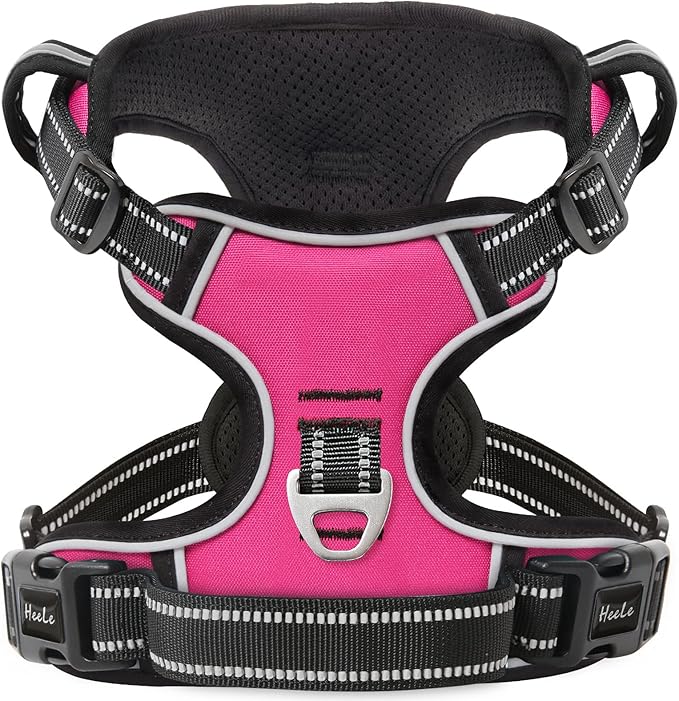 HEELE Dog Harness Dog Harness Small Dog No Pull Harness with Soft Handle Reflective Harness Adjustable, Rose, S