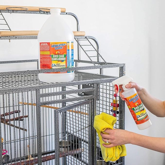 Absolutely Clean Amazing Bird Cage Cleaner and Deodorizer - Just Spray/Wipe - Safely & Easily Removes Bird Messes Quickly and Easily - Made in The US - Fragrance Free - (128oz Pack of 4)