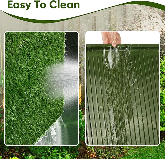 Dog Grass Pad with Tray: 3 Pack Grass Pee Pads for Dogs Potty for Puppy Training, Artificial Turf for Dogs with Collection Tray for Indoor /Outdoor /Patio /Balcony, 22"x18" Green