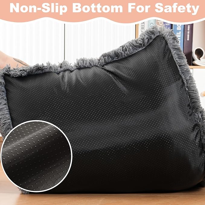 Bedfolks Waterproof Dog Crate Pad, Plush Dog Kennel Bed with Removable Cover, Faux Fur, Washable, 21"x13", Dark Grey