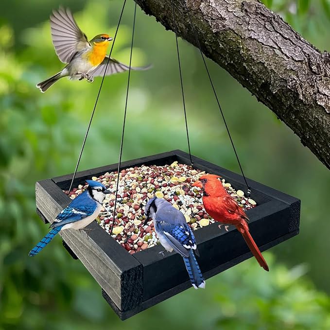 Wooden Platform Bird feeders,Hanging Platform Bird feeders