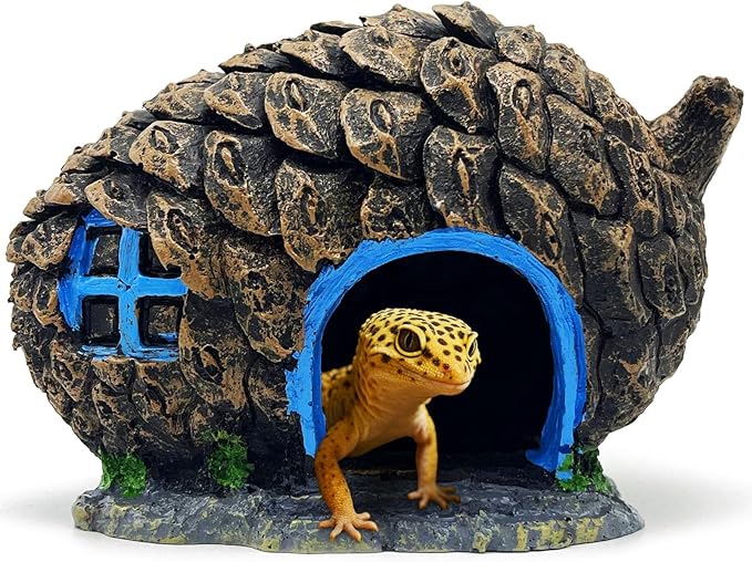 Bearded Dragon Reptile Hide Leopard Gecko Caves Pine Cone Lizard Hideout Tank Accessories Snake Décor Amphibian Habitat Tortoise Decoration