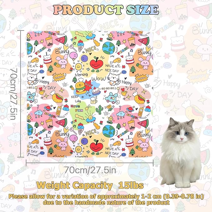 27.6" Cat Grooming Wrap for Nail Clipping Cat Swaddle Wrap (Within 15lbs) for Cutting Nails Cloth for Pet Cleaning Multifunctional Pet Tool|Utility Storage Bag|Self-Adhesive Travel Blanket