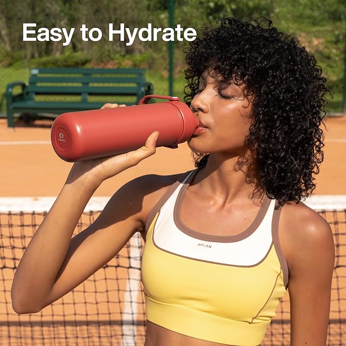 Insulated Water Bottle with Straw Stainless Steel Water Bottle, Leak-Proof, BPA-Free, Double Wall Vacuum Keeps Cold for 24 Hours for Sports, Travel, School (32 oz, Tawny Orange)