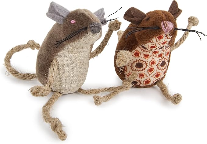 Petlinks (2 Count) Lil' Critters Mice Catnip Cat Toys - Brown, 2 Count