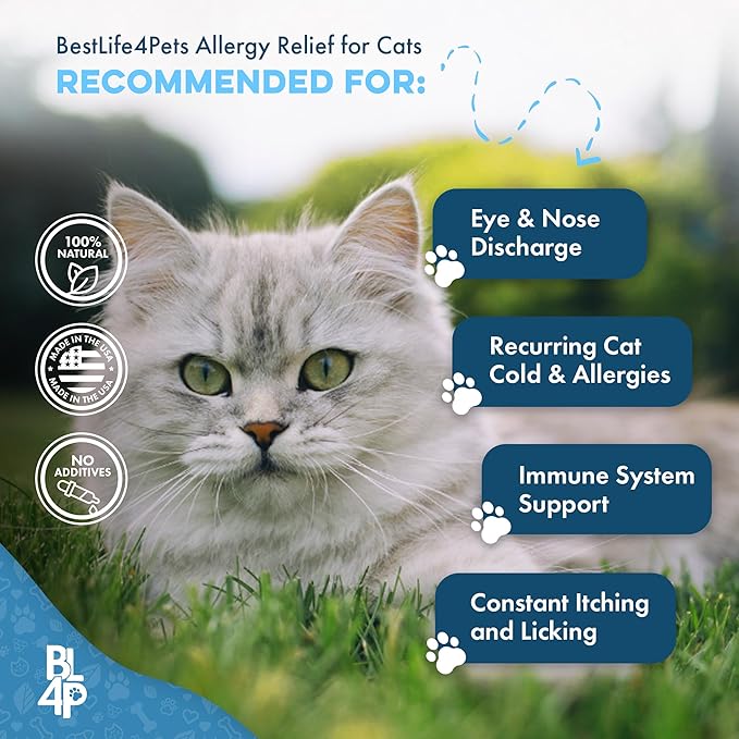Cat Allergy Relief & Immune Support, Natural Relief for Seasonal Allergies, Itching, Sneezing, Congestion, Runny Nose, and Feline Respiratory Infections, 400 Small Odorless Tasteless Pills