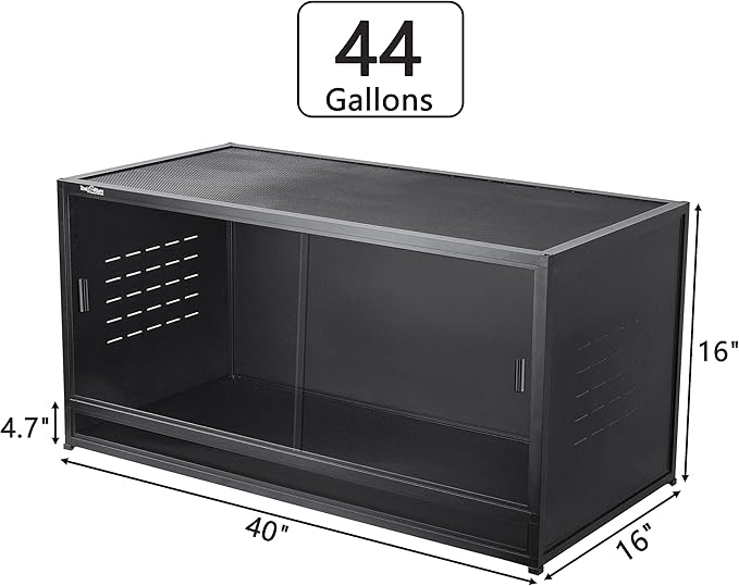Reptile Terrarium 40''x16''x16'' ToxiRium Large PVC Reptile Enclosure 44 Gallons for Bearded Dragon Gecko Lizard Snake, Wide Breeding Vivarium Area with Sliding Doors Lock