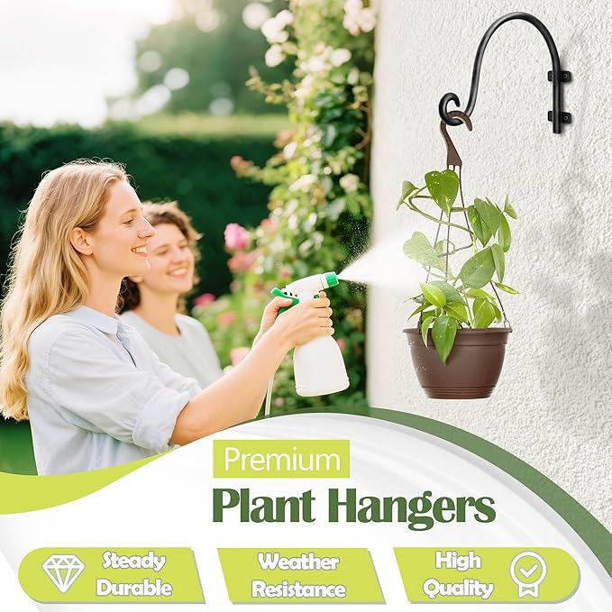 Heavy Duty Hanging Plant Bracket: Outdoor Hand-Forged Hanging Plant Bracket Hook - 16Inch Black Bird Feeder Bracket