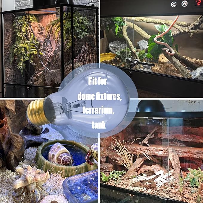 Reptile Heat Lamp Bulb 100 Watt, Full Spectrum Daylight Amphibians Basking Spot Light Bulb for Bearded Dragon, Gecko, Hermit Crabs, Lizard, Neodymium Blue Infrared Light Bulbs, E26 Base, 2 Pack