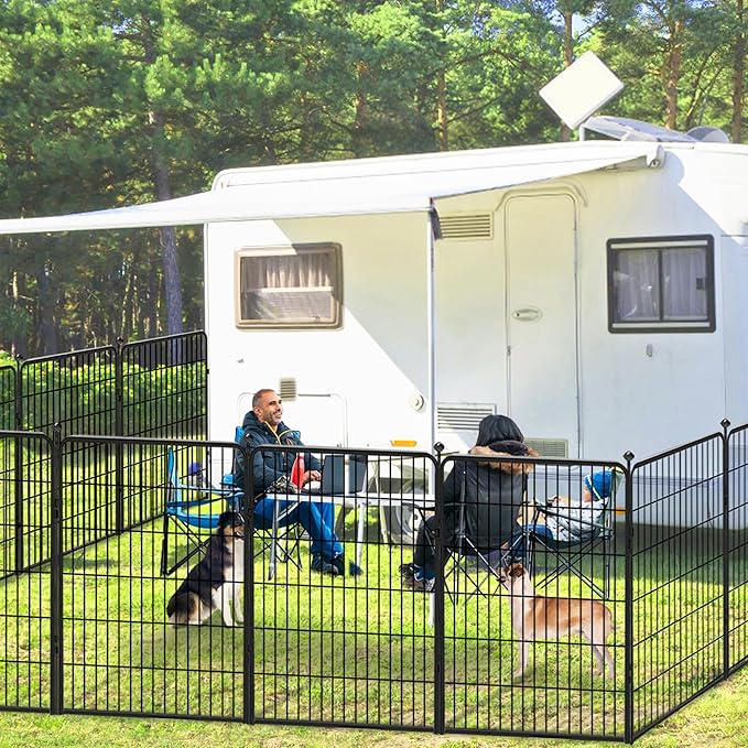 Dog Playpen Outdoor 40 inch 12 Panels Indoor Dog Pen for Large/Medium/Small Dogs Rustproof Metal Dog Fence Outdoor for Yard, Puppy Playpen with Door Portable Pet Fence for RV Camping Yard