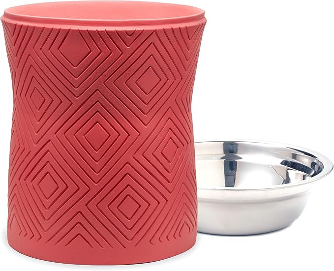 Pet Junkie Santa Fe Single Elevated Dog Bowl Stand with Removable Stainless Steel 44oz Inner Bowl for Medium to Large Breed - Raised Dog Food or Water Station (Large, Coral Pink)