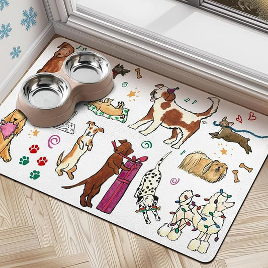 Dog Cat Food Mats for Floors, Absorbent Dog Bowl Mats for Food and Water, Quick Dry Pet Dog Food Mat Non-Slip Pet Supplies