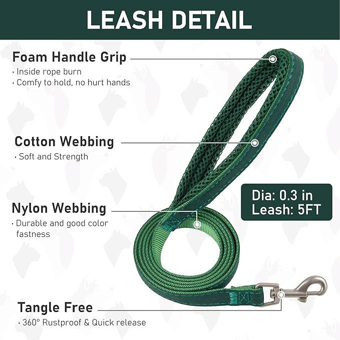 GAMUDA Small Pet Harness Collar and Leash Set, Step in No Chock No Pull Linen Fabric Soft Mesh Dog Vest Harnesses Reflective for Dogs Puppy Cats Kitten Rabbit (Green, XS)