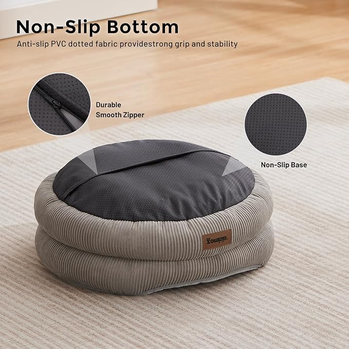 Heated Cat Bed Indoor - Adiustable Temperature Pet Heating Bed with Timer and Chew Resistant Cord, Washable Puppy Bed with Non-Slip Bottom, 21" x 21" x 8", Blue