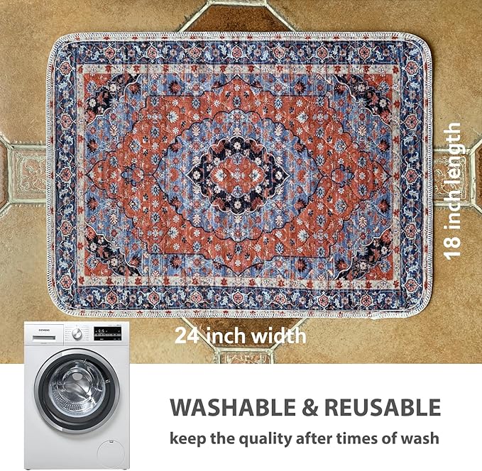 nunubaby Washable Pee Pads for Dogs, Stylish, Non-Slip and Leak-Proof Pee Pads. Reusable Potty Pads for Dogs for Crates and Floors.(Red/Multi, 18" x24")