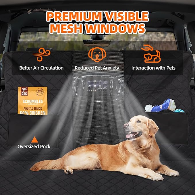 FAHKNS Upgraded Thickened Back Seat Extender for Dogs-Large Space,Waterproof Dog Car Seat Cover Holds 400lbs,Strong Durable, Universal Size Fits for Cars, Trucks & SUVs