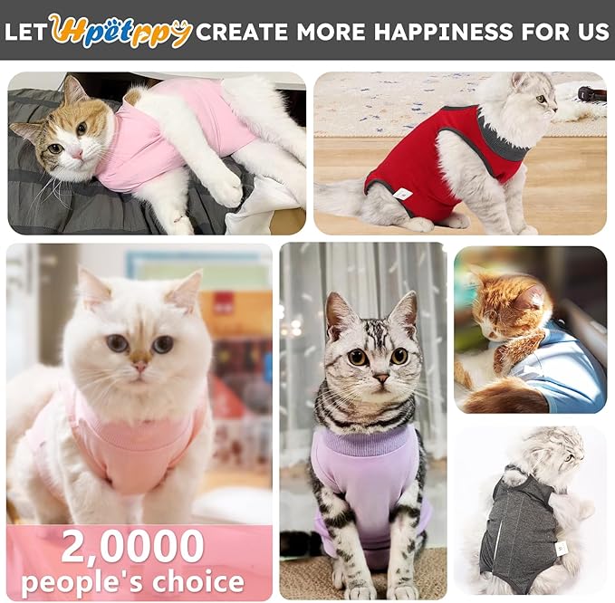 Cat Recovery Suit for Spay Abdominal Wounds, Kitten Onesie Bodysuit for Cats After Surgery, Cat Surgery Recovery Suit Female Cone of Shame Alternative for Cats Anti Licking (Dark Grey,S)