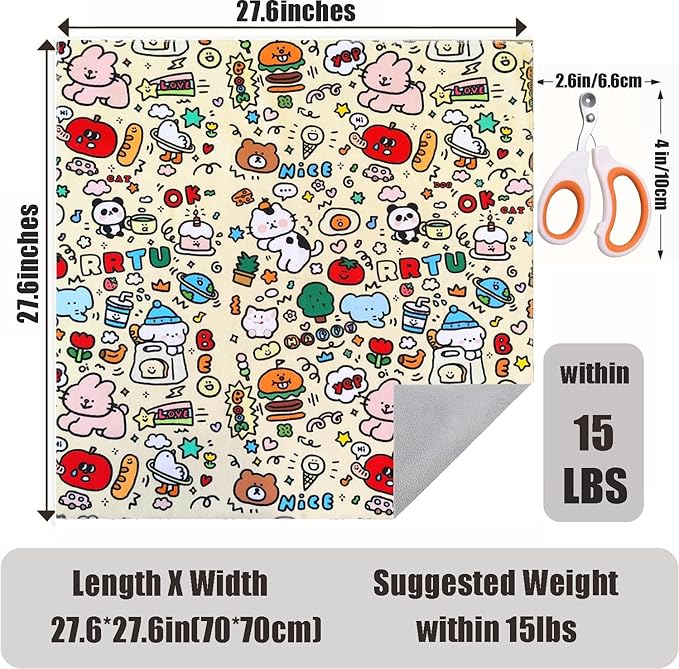 27.6'' Cat Grooming Wrap Cat Wrap for Cutting Nails, Anti-Escape Cat Restraint Wraps for Medicine Nail Clipping Ear Cleaning, Self-Adherent Cat Swaddle Wrap with Nail Clipper - Within 15lbs