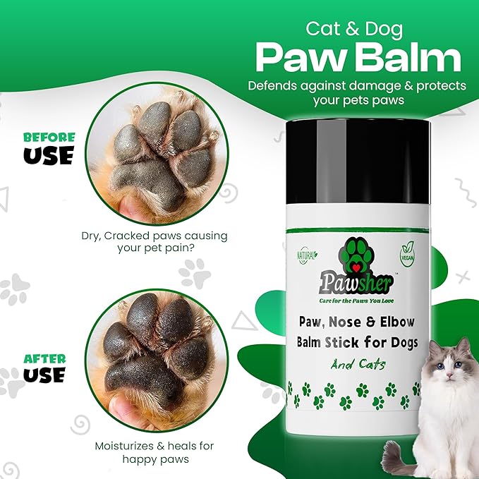 Dog Paw Balm 2.6 oz - Only 8 Natural Ingredients - Dog Paw Balm Lick Safe - Easy No-Mess Stick - Moisturizes & Heals Dry Cracked Paws, Nose & Elbow - All Weather Paw Protector for Dogs & Cats