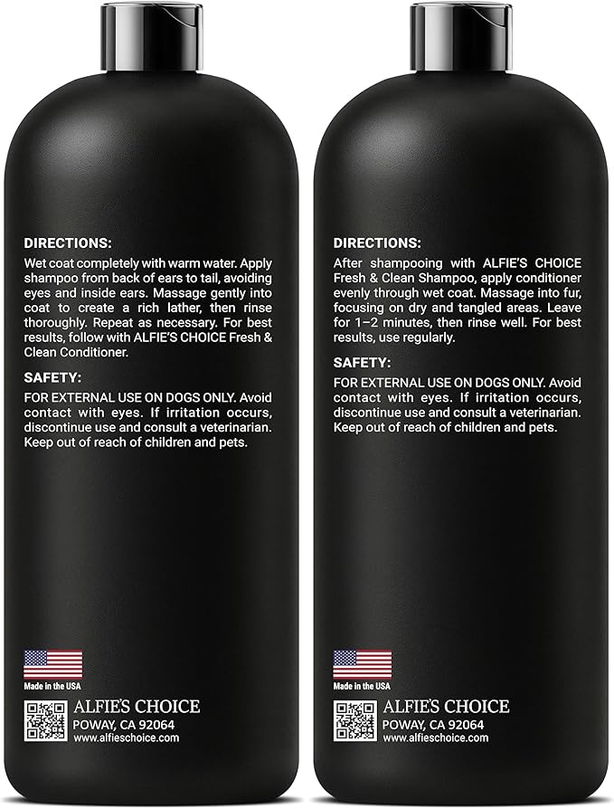 Fresh & Clean Dog Shampoo and Conditioner Set - Deodorizing Odor Control Wash with Lavender & Rosemary - Deep Cleansing Moisturizing Formula for Smelly Dogs -16 fl oz Each by Alfie’S Choice