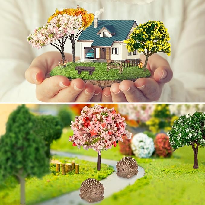 56 Pcs Fairy Garden Accessories, Mini Resin Animals Figures, Miniature Table and Chairs, Moss Bonsai Micro Landscape Ornaments Kit, Miniature Garden Kit, Terrarium Ornaments DIY Craft