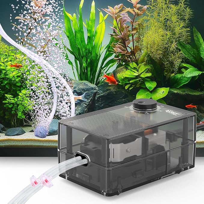 hygger See-Through Air Pump for Aquarium: Adjustable Oxygen Pump，Silent Powerful Aerator Pump 3.5W 2 Air Outlets Ultra Silent for Large Medium Fish Tank,Hydroponic Systerm, Household Commercial Use