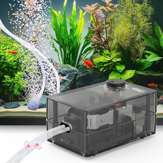 hygger See-Through Air Pump for Aquarium: Adjustable Oxygen Pump，Silent Powerful Aerator Pump 3.5W 2 Air Outlets Ultra Silent for Large Medium Fish Tank,Hydroponic Systerm, Household Commercial Use