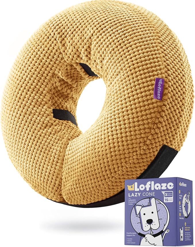 Inflatable Dog Cone Collar - Dog Neck Donut Cone Collar Alternative After Surgery - Soft Cone for Large Medium Small Dogs Cats - Alternative Recovery E Collar (Yello, XL)
