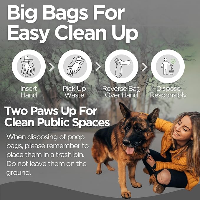 Commercial Pull-Strap Header Dog Poop Bags, 38% USDA Certified Plant-Based, Leak-Proof and Tear Resistant, For Parks, Apartments, and Public Pet Waste Stations, (3,200 Count)