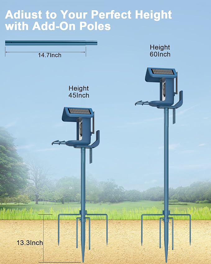 Bird Feeder Pole Stand – 60 Inch Height Feeding Station with 1-Inch Dia Heavy Duty for Hanging Feeders, Bird House Pole Mount Kit for Outdoor, Slip-Fit Connection, Blue