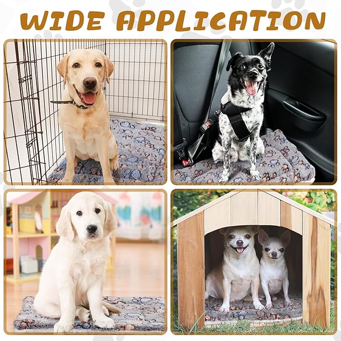 4 Pack Ultra Soft Dog Cat Bed Mat with Cute Prints Reversible Fleece Dog Crate Kennel Pad Cozy Washable Thickened Hamster Guinea Pig Pet Bed Mat for Small Animals(23 x 18 Inches,Gray)
