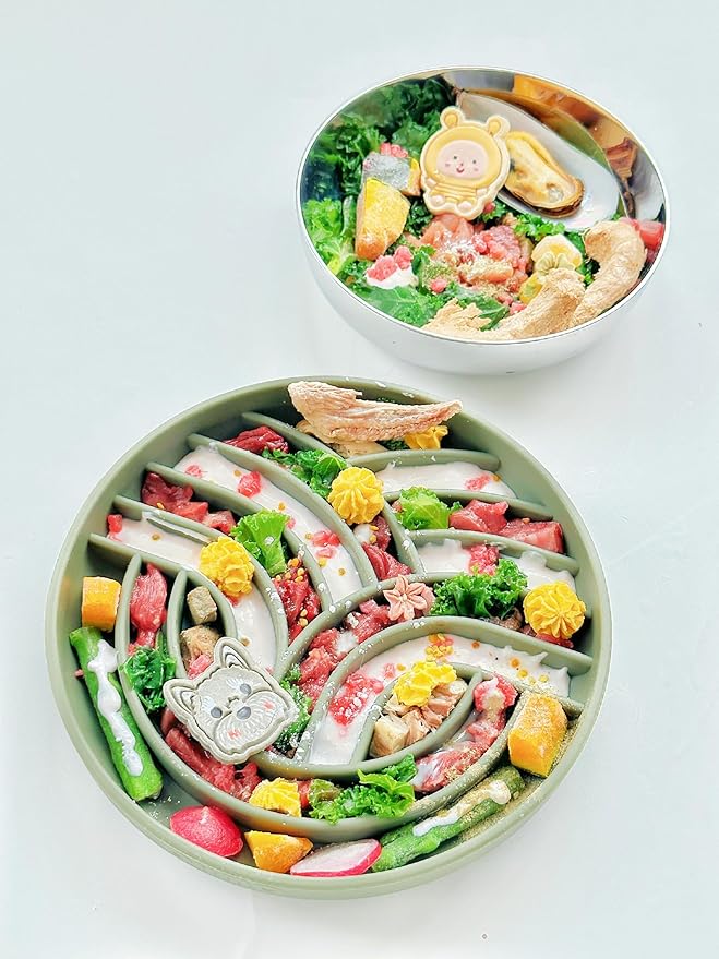 OHMO Slow Feeder Dog Bowls(Tree Life, Celestial) Enrichment Soft Silicone Food Safe Feeding Bowl Non Slip Suction Cup for All Breed Pet, Cat Slow Down Eating Dishes, Boredom and Anxiety Reducer