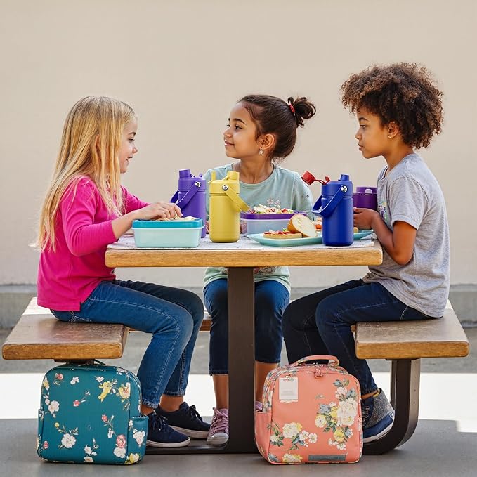 Kids Insualated Water Bottle with Straw - 12oz Stainless Steel Water Bottle with Dual Spouts, Leak-Proof, BPA-Free, Double Wall Vacuum Keeps Cold for 24 Hours for Sports, Travel, School (Black Night)