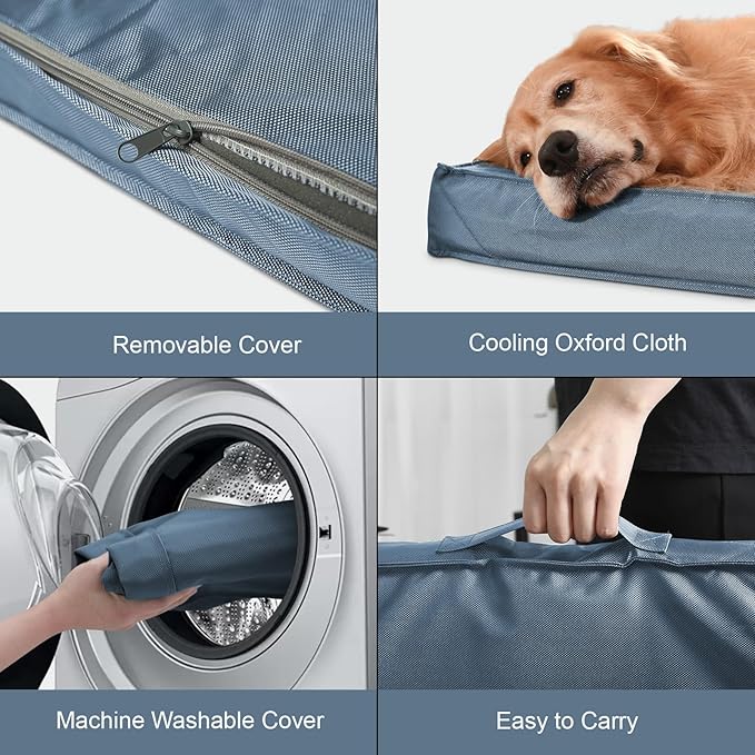 Dog Beds for Large Dogs, Orthopedic Dog Bed for Extra Large Dogs, Big Waterproof Pet Bed with Washable Removable Oxford Cover, Blue