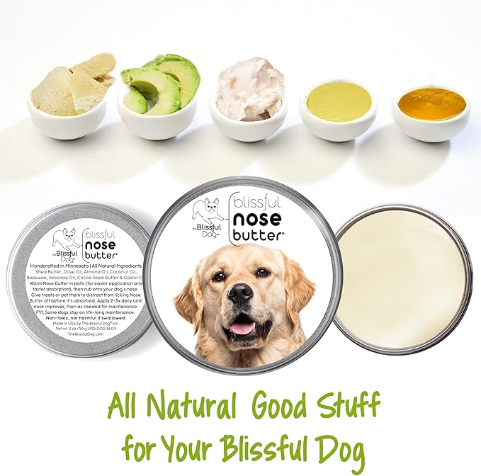 The Blissful Dog Golden Retriever Nose Butter, Versatile Dog Nose Balm for Dry Nose, Handcrafted Nose Moisturizer, Easy-to-Apply Dog Essentials, Unscented, 2 oz.