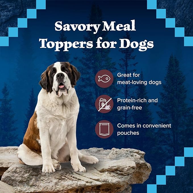 Blue Buffalo Wilderness Trail Toppers Wild Cuts Natural High-Protein Dog Wet Food, Salmon Bites in Hearty Gravy, 3-oz Pouch, 24 Count