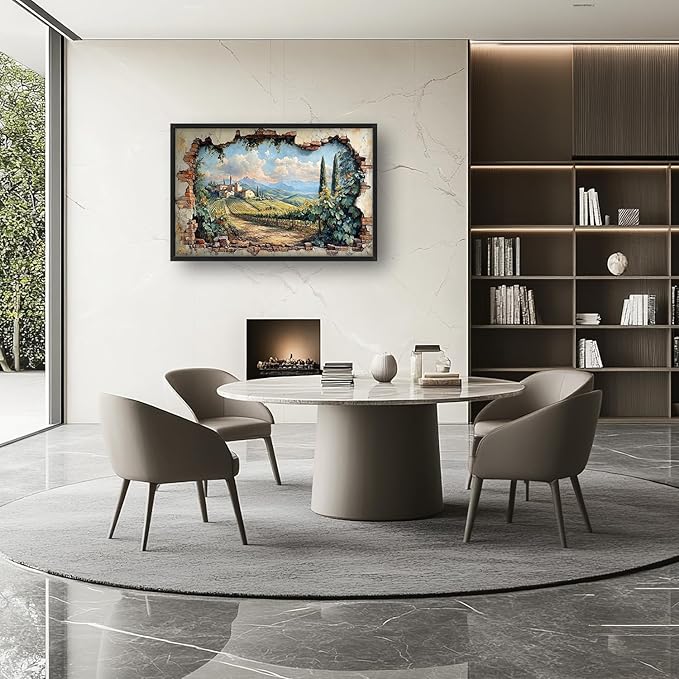 Large Farmhouse Nature Landscape Wall Art for Living Room, Rustic Countryside Canvas Oversized Wall Decor, Vintage Scenery Framed Pictures Painting Print Artwork for Bedroom Dining Room 36L" x 24W"