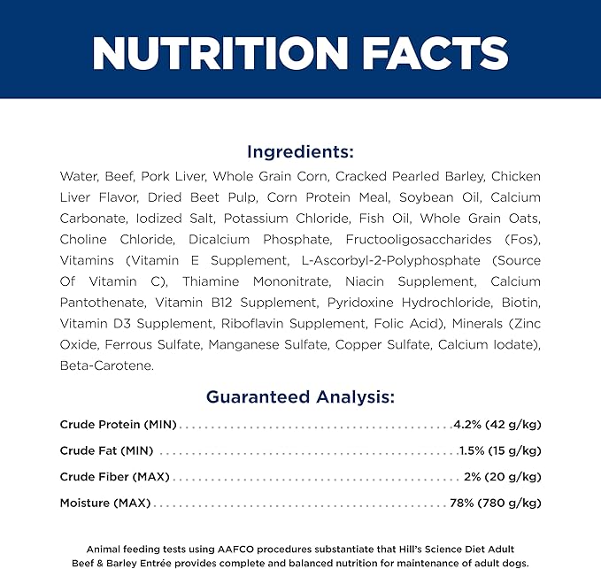 Hill's Science Diet Adult 1-6, Adult 1-6 Premium Nutrition, Wet Dog Food, Beef & Barley Loaf, 13 oz Can, Case of 12