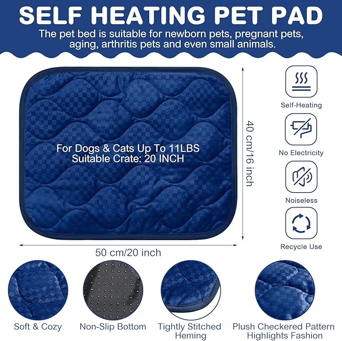 4 Pack Self Warming Cat Mat Self Heating Cat Pad Warm Thermal Pet Bed Washable Dog Crate Pad Body Heat Dog Bed Mat Blanket Non Slip Bottom for Outdoor Indoor Pets