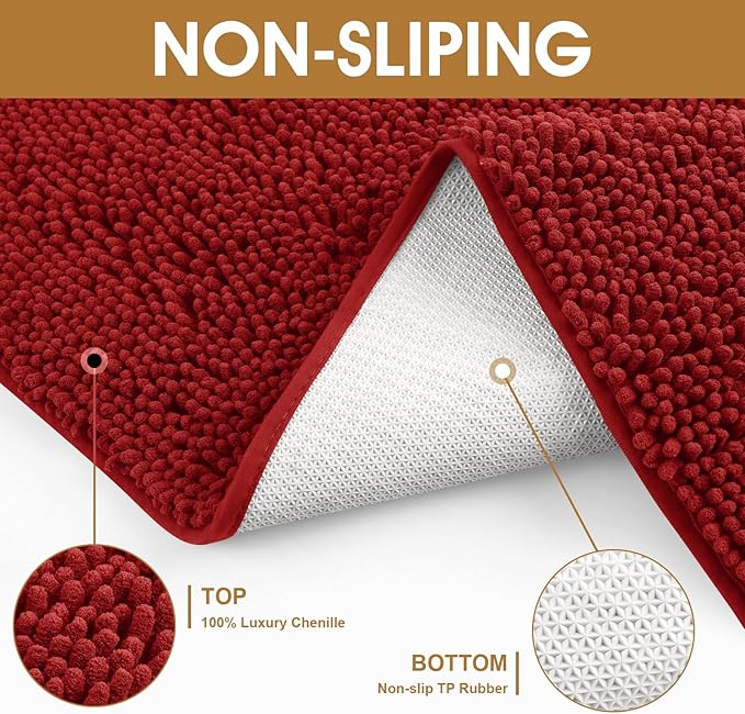 IM HOME 48" x 38" Red Dog Door Mats for Muddy Paws, Chenille Absorbent Dog Mat, Non Slip Heavy Mud Mat for Dogs, Soft Pet Bed Mat for Entryway, Mud Paws, Inside Floor