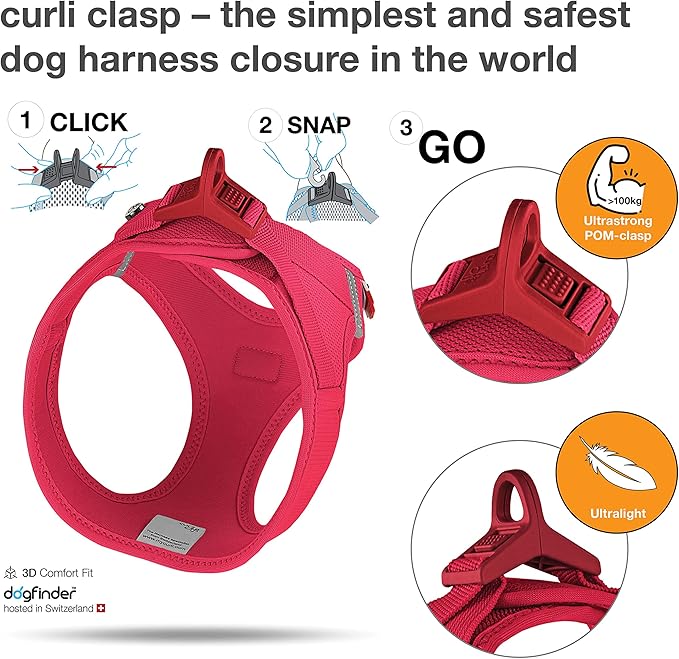 Vest Harness curli Clasp Air-Mesh Red XL